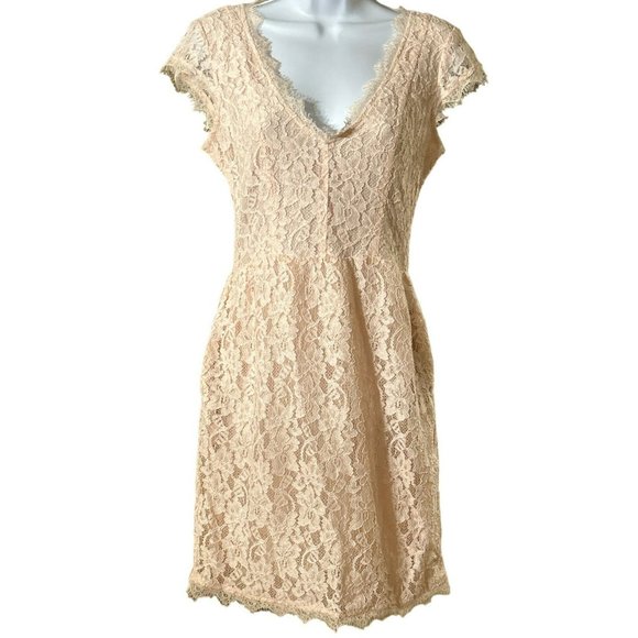Anthropologie Babaton Women's Blush Pink Mini Dress Size 4 Tobias Eyelash Lace - Picture 1 of 4